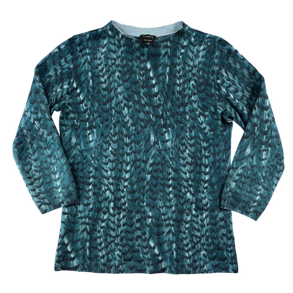 Talbots‎ Cashmere Sweater Womens Small Pure Cashmere 3/4 Sleeve Audrey Teal